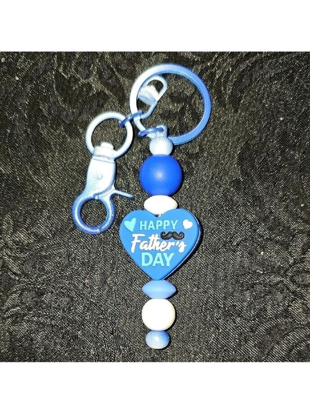 Blue and White Happy Father's Day Handmade Keychain